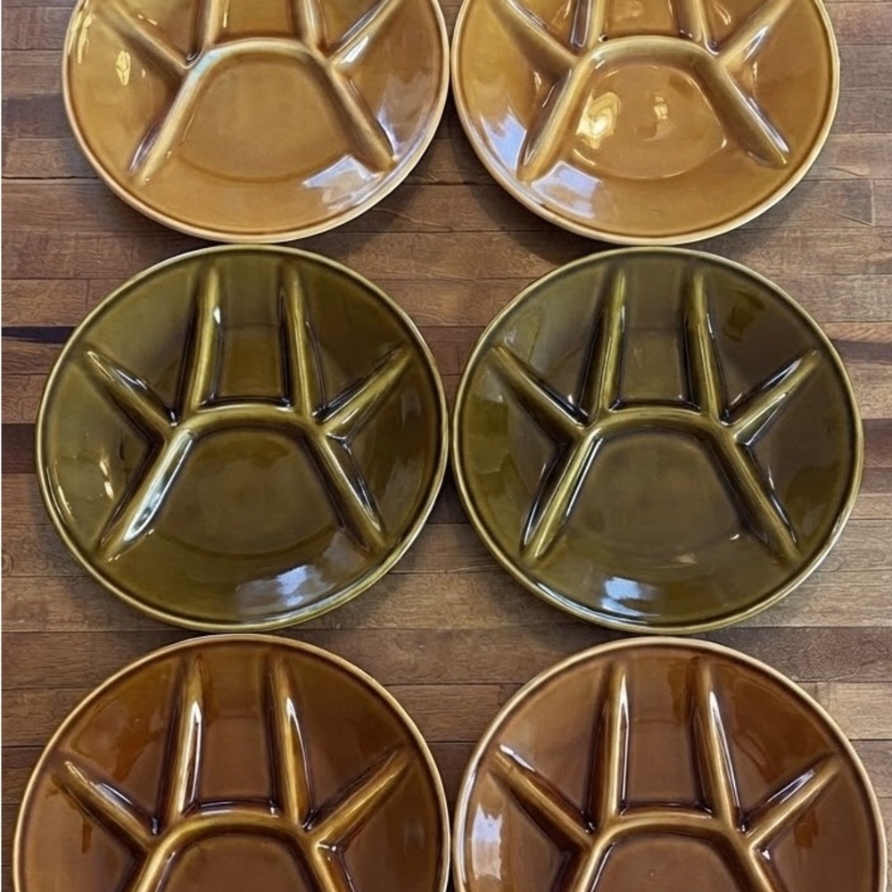 Keratux Boch Freres Belgium Ceramic Divided Fondue Plates – Set of 6